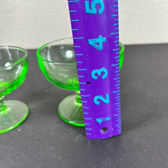 Set of 3 Uranium Glass Pedestal Bowls - Picture 3 of 4